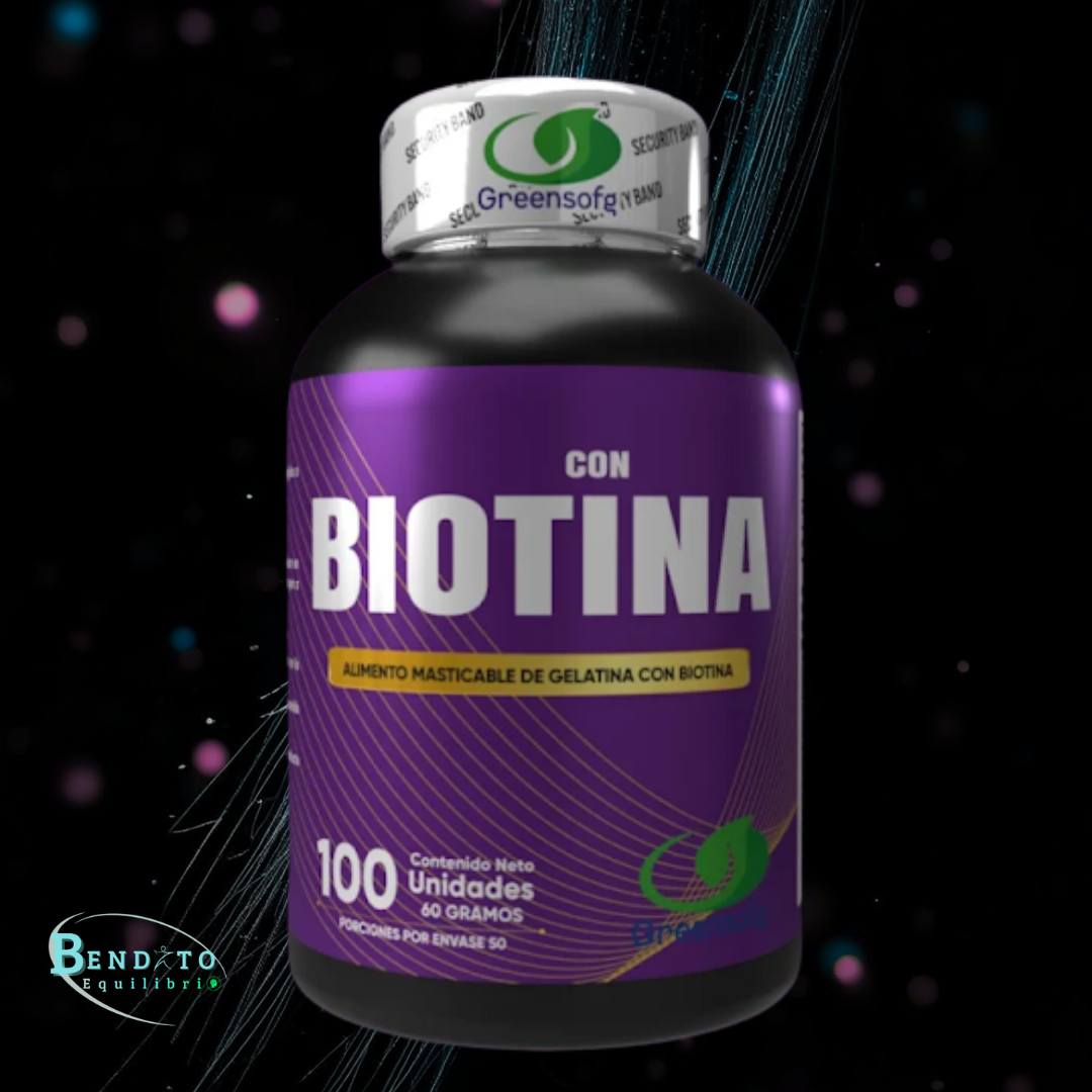 Biotina Premium | Cabello, Piel y Uñas Fuertes | 100 Cápsulas
