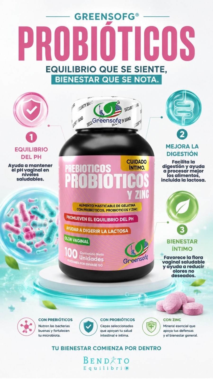 Probióticos + Prebióticos + Zinc
